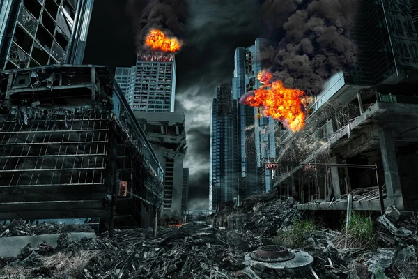 Cinematic Portrayal of Destroyed City — Stock Photo, Image