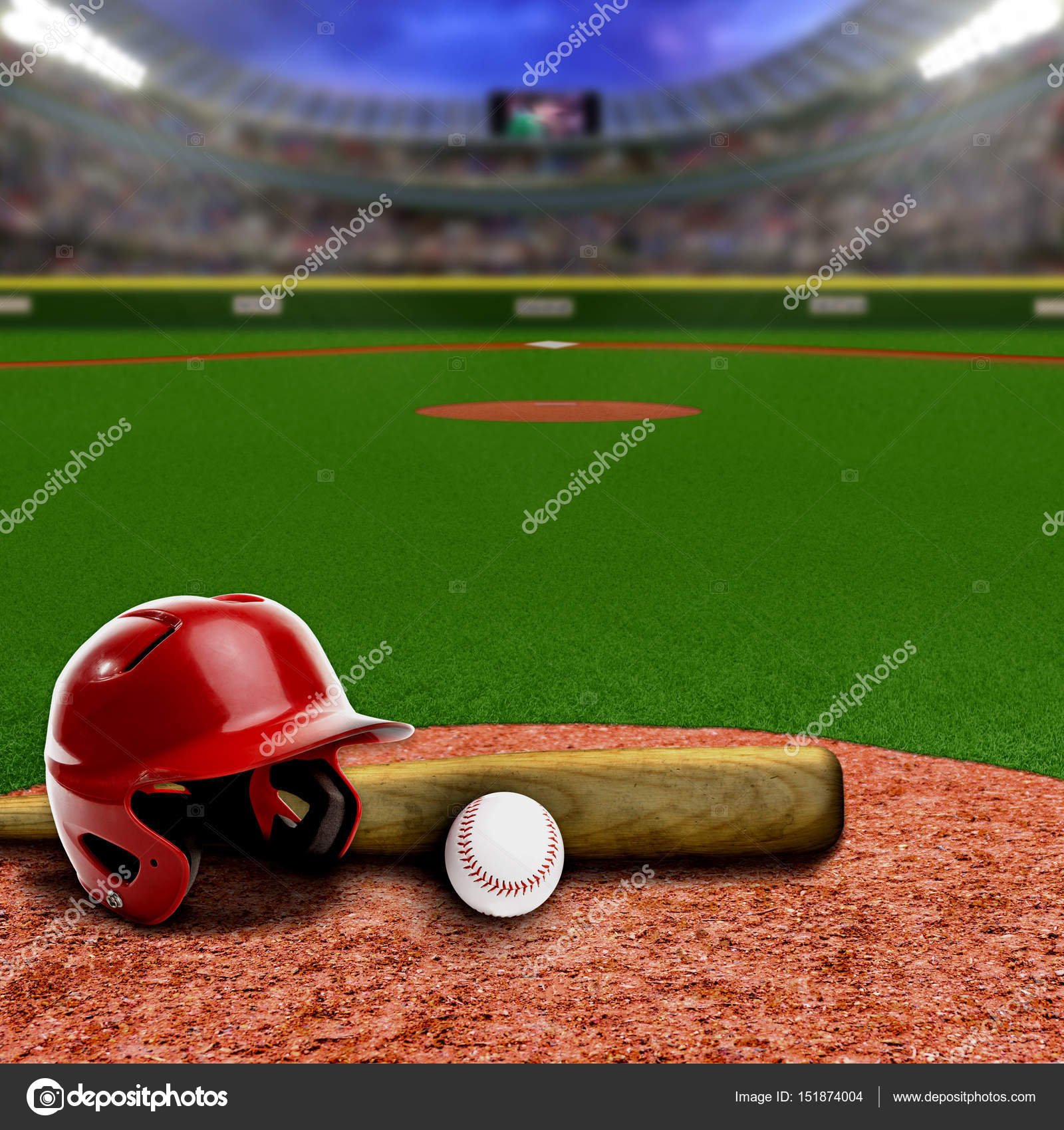 Baseball Stadium With Equipment and Copy Space Stock Photo by ©ronniechua 151874004