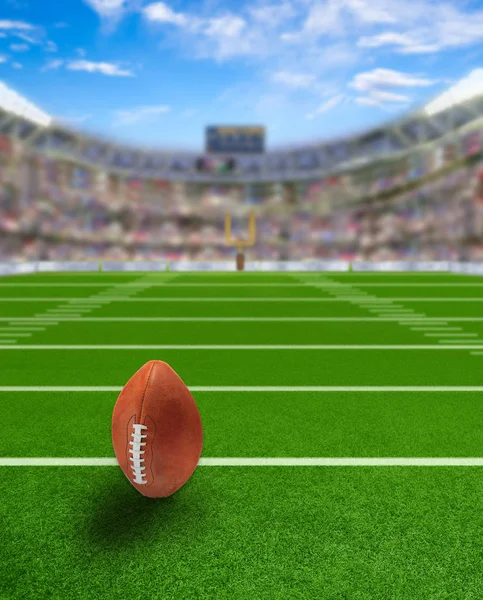 Football Stadium With Ball on Field and Copy Space — Stock Photo, Image