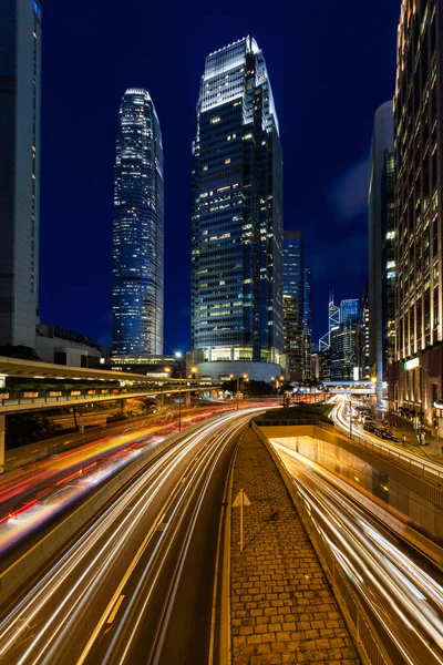 夜香港香港のダウンタウンのビジネス地区 — ストック写真