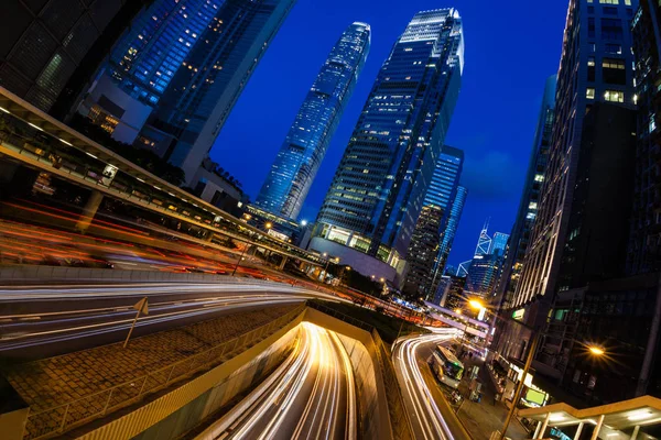 Hong kong Innenstadt Geschäftsviertel bei Nacht — Stockfoto