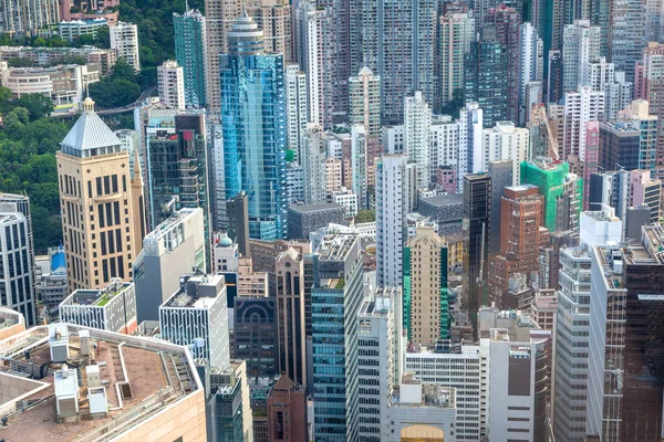 Vista aérea del Distrito Financiero Central de Hong Kong — Foto de Stock