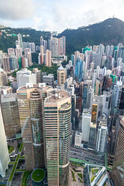 Вид с воздуха на Центральный финансовый район Гонконга — стоковое фото