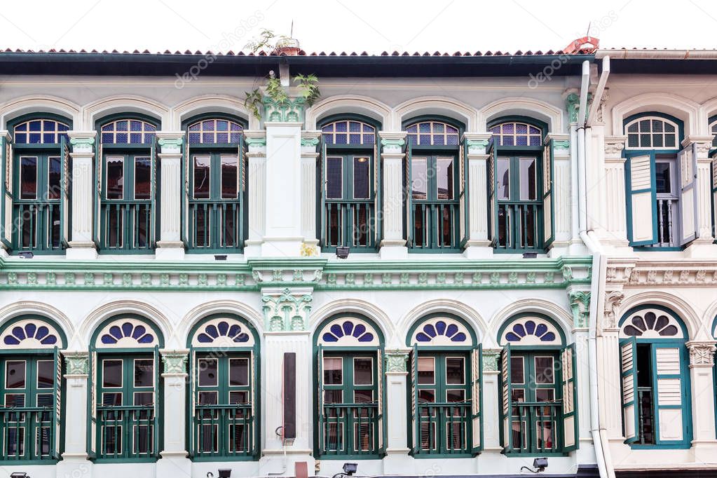 Colonial Architecture Style Shophouses in Singapore
