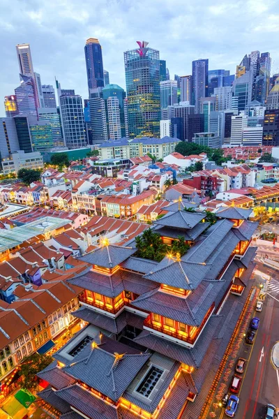 Letecký pohled na panorama Singapuru v čínské čtvrti — Stock fotografie