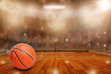 Basketbol Arena ile mahkeme ve kopya alanı üzerinde topu