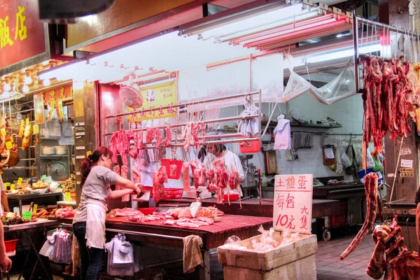 香港のストリート ビュー精肉店 — ストック写真