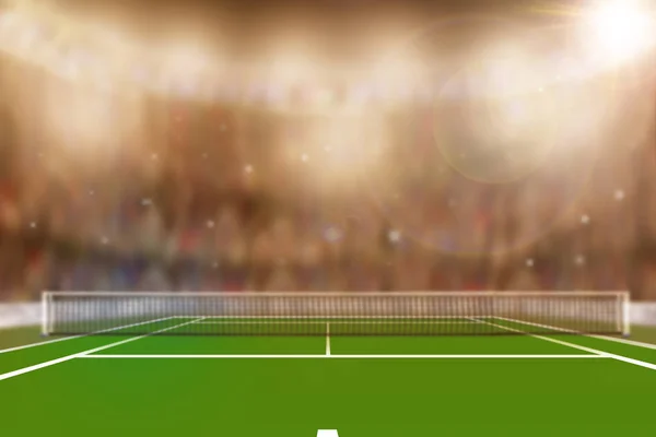 Tennis Hard Court With Bright Lights and Copy Space — Stock Photo, Image