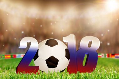 2018 futbol topu alan Rus bayrağı renk giyinmiş.