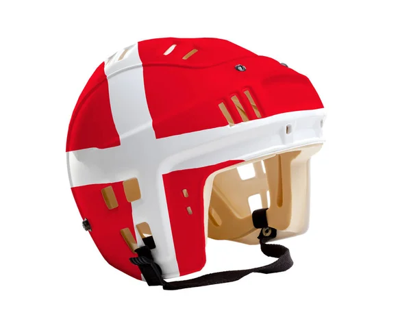 Casco de hockey con bandera de Dinamarca pintada —  Fotos de Stock