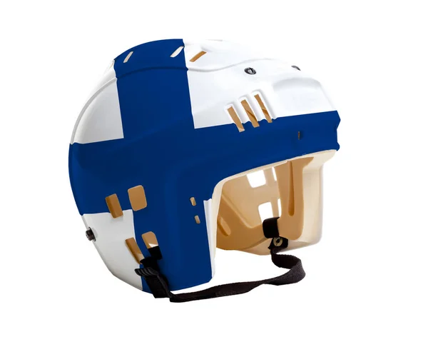 Casco de hockey con bandera pintada de Finlandia —  Fotos de Stock