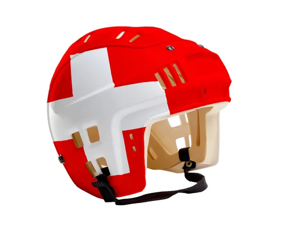 Casco de hockey con bandera pintada de Suiza —  Fotos de Stock