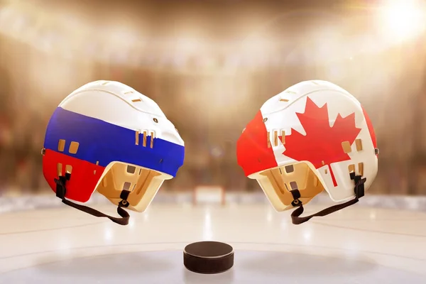 Famosa rivalidade de hóquei no gelo entre a Rússia e o Canadá — Fotografia de Stock