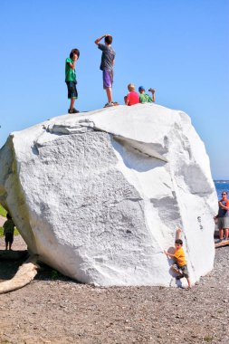 Ünlü Boulder beyaz Rock beach, British Columbia, Kanada