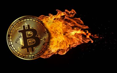 Uçan Bitcoin alevler yuttu