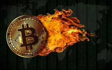 Uçan Bitcoin alevler yuttu