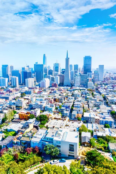 Air View of San Francisco Downtown Skyline and Financial Dist — стоковое фото