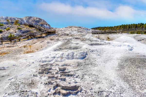 Nedre Mammuth Hot Springs Terrass vid Yellowstone National Park — Stockfoto