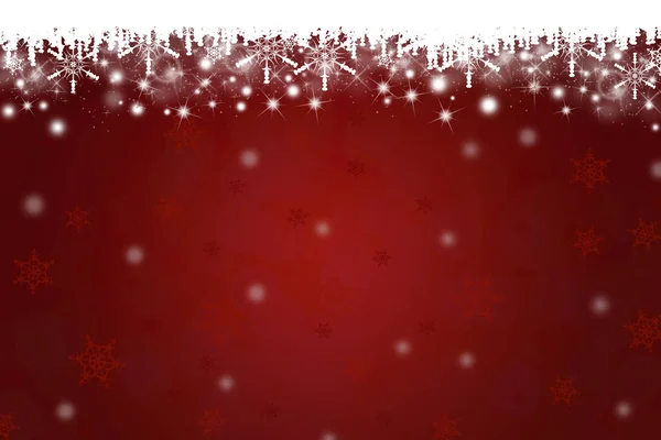 Copos de nieve de Navidad e Icicle sobre fondo rojo —  Fotos de Stock