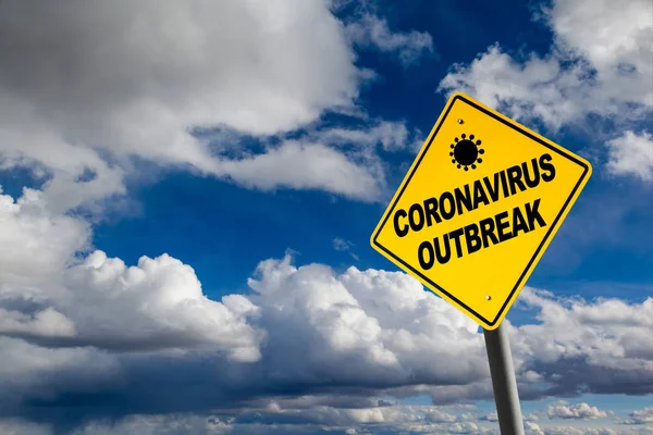 Sinal de alerta de surto de coronavírus com espaço de cópia — Fotografia de Stock