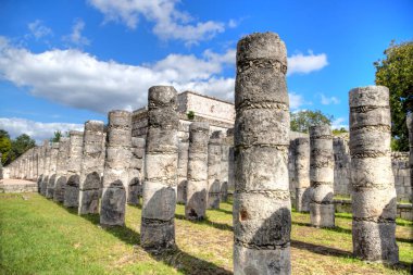Ancient Ruins of Temple of Warriors at Chichen Itza, Mexico