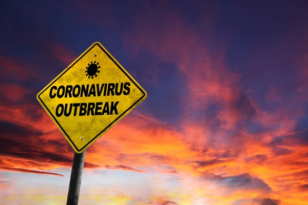 Coronavirus utbrott varning skylt med kopiera utrymme — Stockfoto