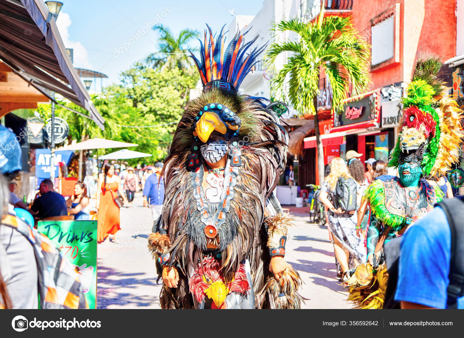 Playa Del Carmen Mexico Dec 2019 Men Dressed Traditional