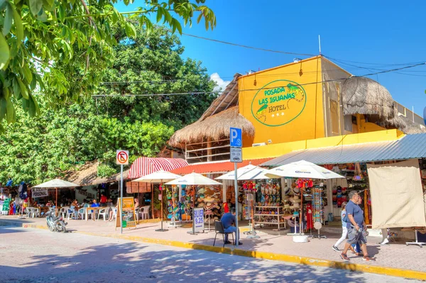 Playa Del Carmen México Dezembro 2019 Visitantes Gostam Fazer Compras — Fotografia de Stock