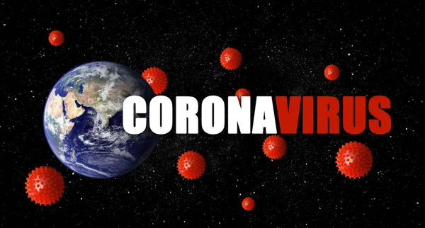 Planeta Země Obklopená Koronavirovými Symboly Covid Koncept Útoku Viru Svět — Stock fotografie