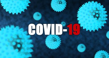 COVID-19 koronavirüs salgını geçmişi. Kopya uzayı ile yayılmış virüs kavramı.