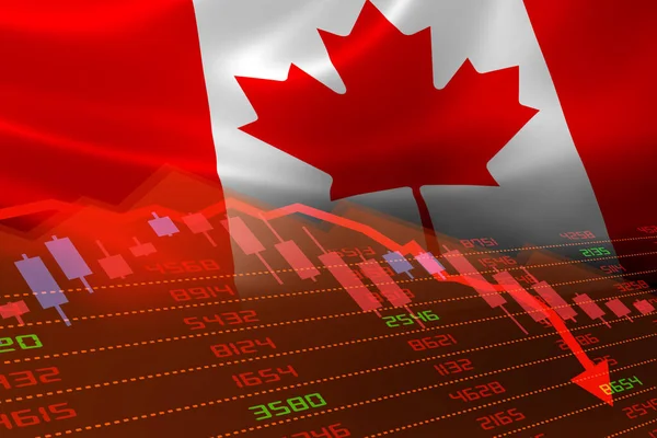 Ralentissement Économique Canada Marché Boursier Affichant Graphique Baisse Territoire Rouge — Photo