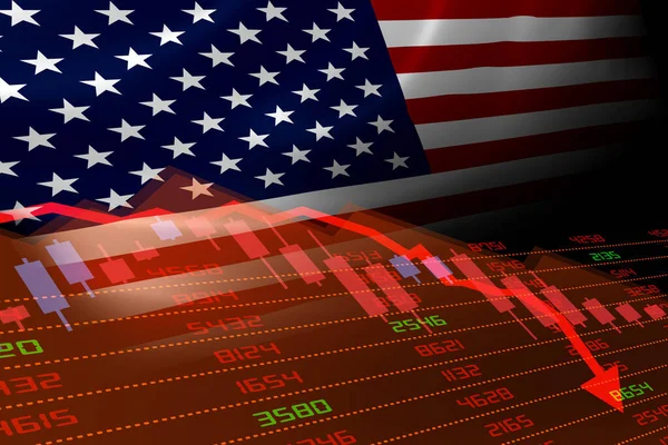 Egyesült Államok Gazdasági Visszaesése Tőzsdei Piac Mutatja Tőzsdei Chart Lefelé — Stock Fotó