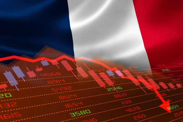 Frankrijk Economische Neergang Met Beursmarkt Tonen Voorraad Grafiek Naar Beneden — Stockfoto