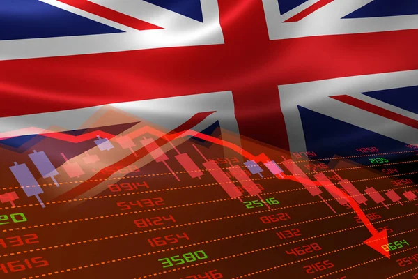 Economische Neergang Het Verenigd Koninkrijk Met Beursmarkt Die Aandelengrafiek Naar — Stockfoto