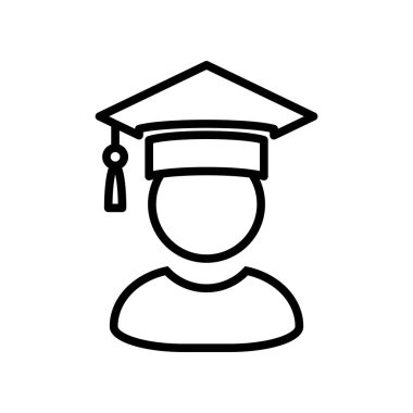 Mezuniyet Simgesi Tasarım Şablonu Düz Dış Hatlar Biçimlendirmesi