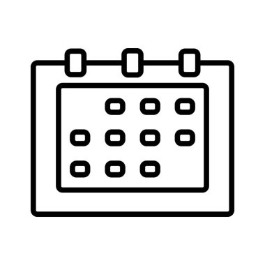 Takvim Simgesi Logo Tasarım Vektör Şablonu ve Çizim Satırı Biçimi