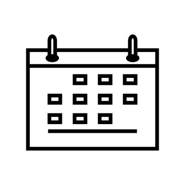 Takvim Simgesi Logo Tasarım Vektör Şablonu ve Çizim Satırı Biçimi