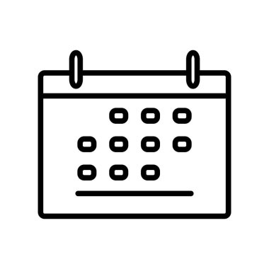 Takvim Simgesi Logo Tasarım Vektör Şablonu ve Çizim Satırı Biçimi