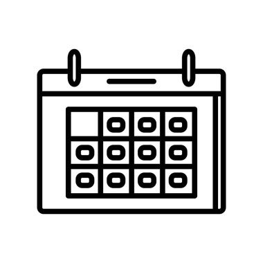 Takvim Simgesi Logo Tasarım Vektör Şablonu ve Çizim Satırı Biçimi