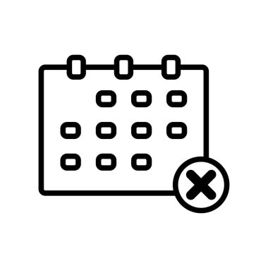 Takvim Simgesi Logo Tasarım Vektör Şablonu ve Çizim Satırı Biçimi