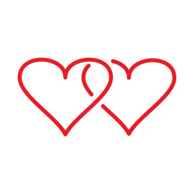 Aşk Kalbi Simgesi Sembol Vektör Logo Tasarım Şablonu ve İllüstrasyonu