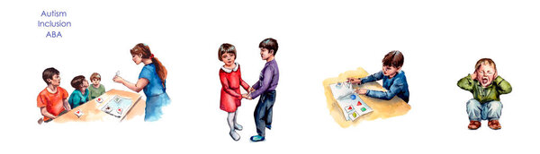 Ручной рисунок на тему синдрома аутизма, аутизм не является болезнью. ABA терапия
