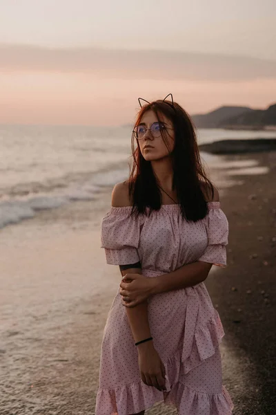 Beautiful girl on the beach ocean