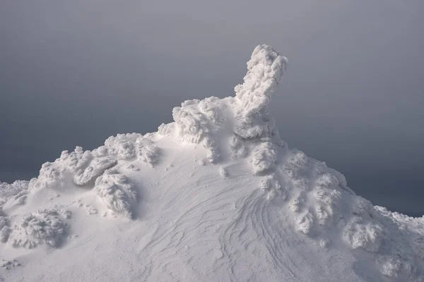 Structure Givre Dans Les Montagnes Hiver Avec Ciel Couvert Sombre — Photo
