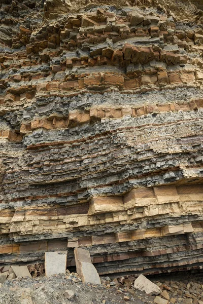 Strati Paralleli Arenaria Sul Capo Meganom Nel Mar Nero — Foto Stock