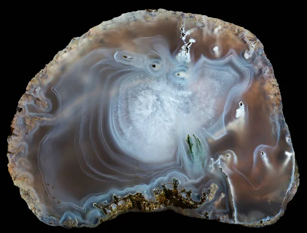 Egy Szelet Agate Geode Feketén Oroszország Kemerovo Régió — Stock Fotó