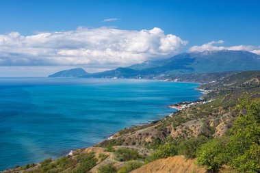 Karadeniz kıyısındaki bir tepeden bak.
