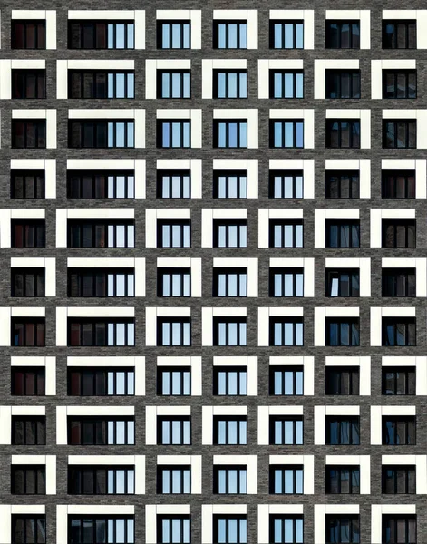 Textura Perfecta Edificio Residencial Moderno Con Diseño Geométrico Blanco Negro —  Fotos de Stock