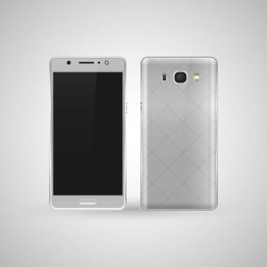 Modern gri telefon gri bir arka planda her iki tarafta ile vektör