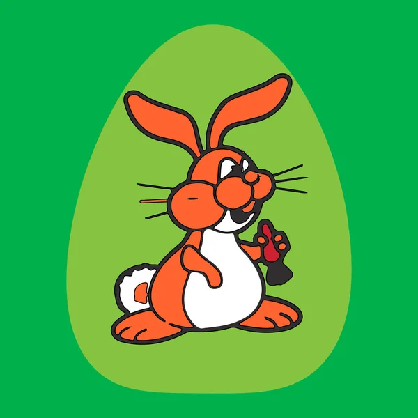 Lapin de Pâques, illustration vectorielle pour carte de vœux, ferme, frais, poilu, heureux, lièvre, vacances — Image vectorielle